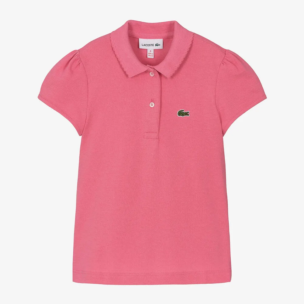 Girls Pink Cotton Polo Shirt