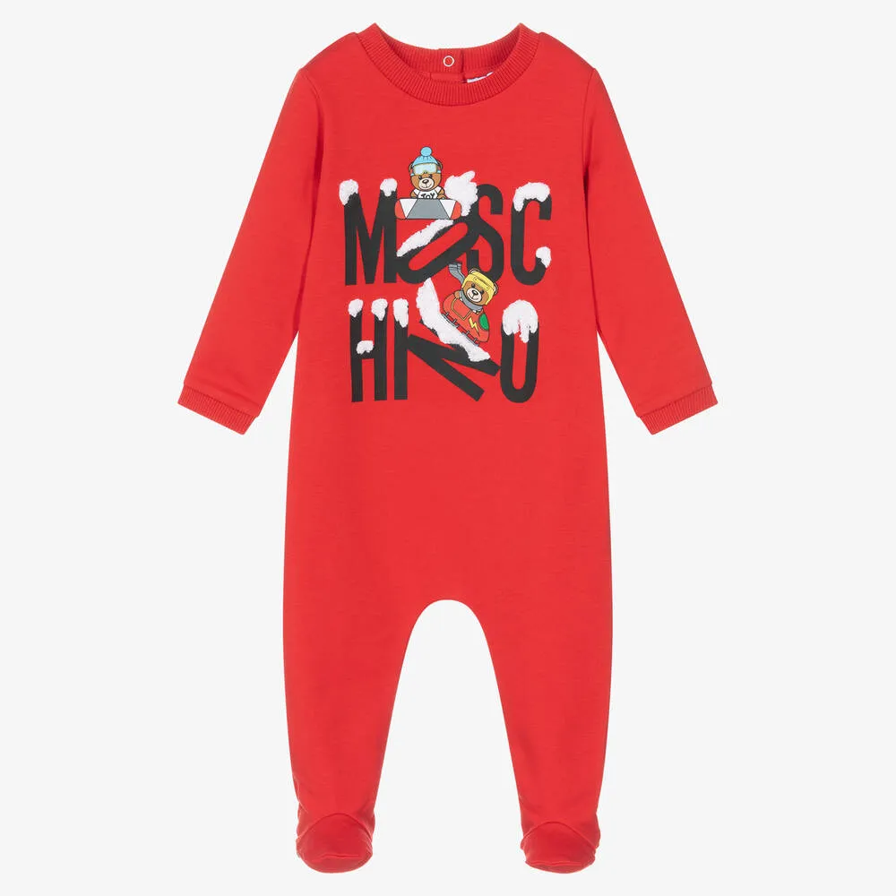 Red Cotton Logo Babygrow